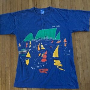 🔥 Vintage 90’s Cape Town Graphic T-Shirt Blue Large 🔥